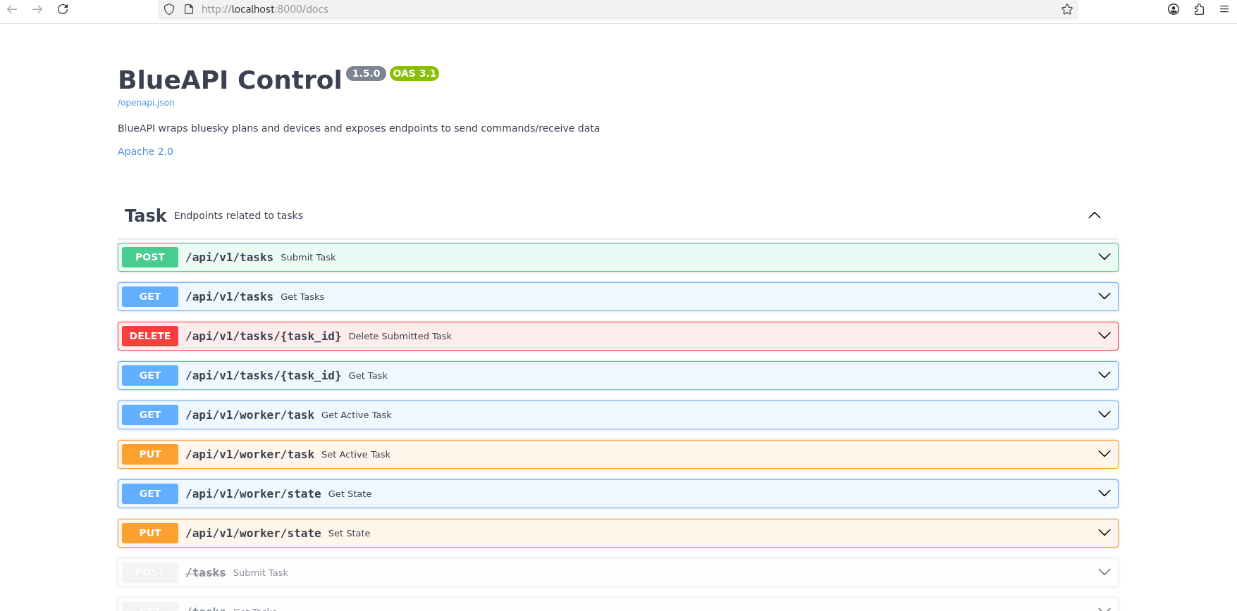 BlueAPI docs page