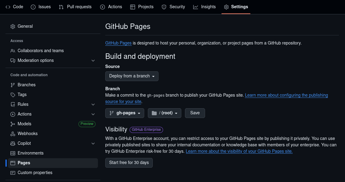 Setup GitHub Pages