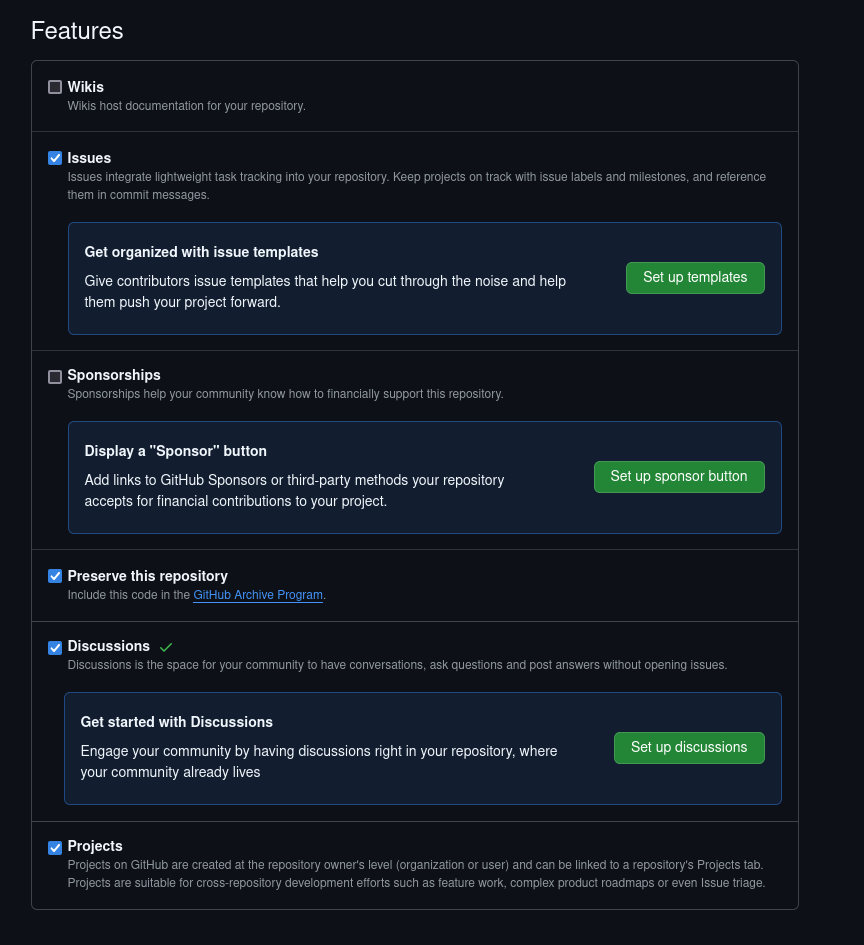 Setup GitHub Features